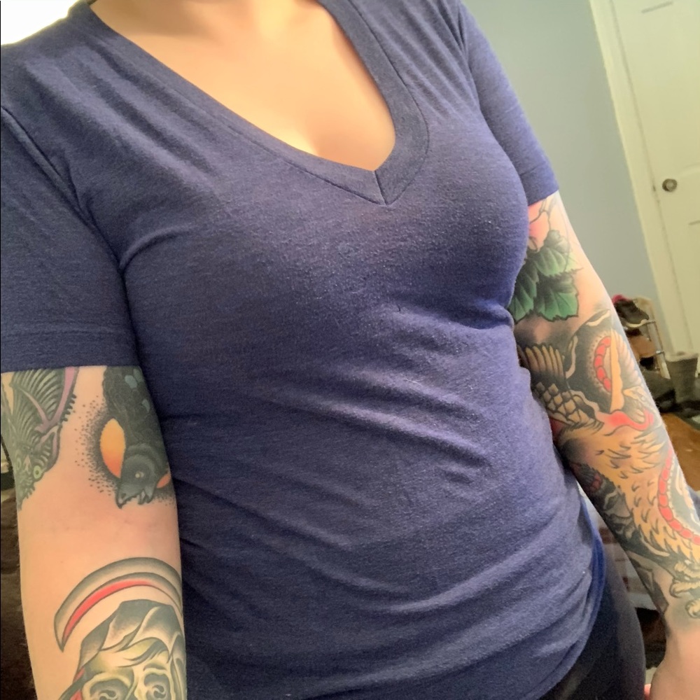 American Apparel Tri-Blend Deep V Unisex Size XS